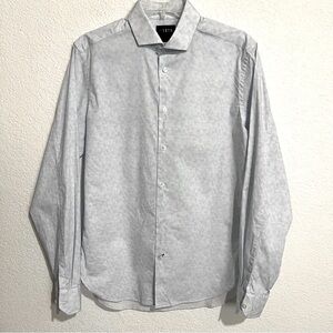 1670 Blue & White Print Slim Fit Stretch Dress Shirt 15.5 34/35